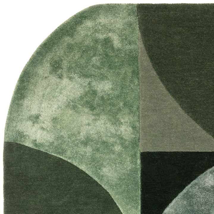 Rug Matrix geometric dark green light green sage