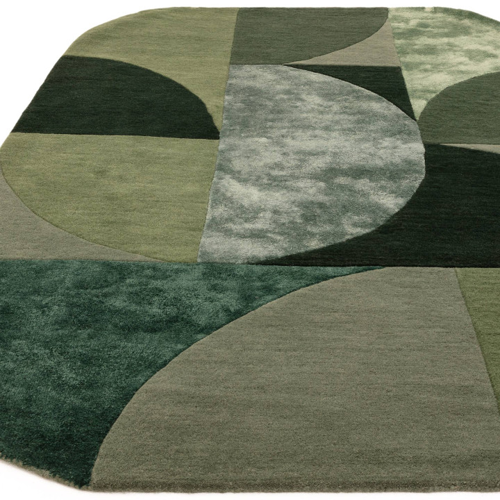 Rug Matrix geometric green dark green sage green
