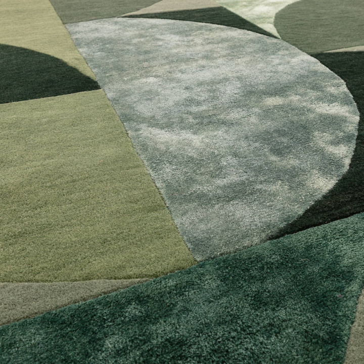 Rug Matrix geometric green dark green sage green