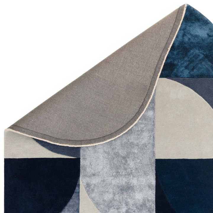 Rug Matrix geometric dark blue light blue grey o