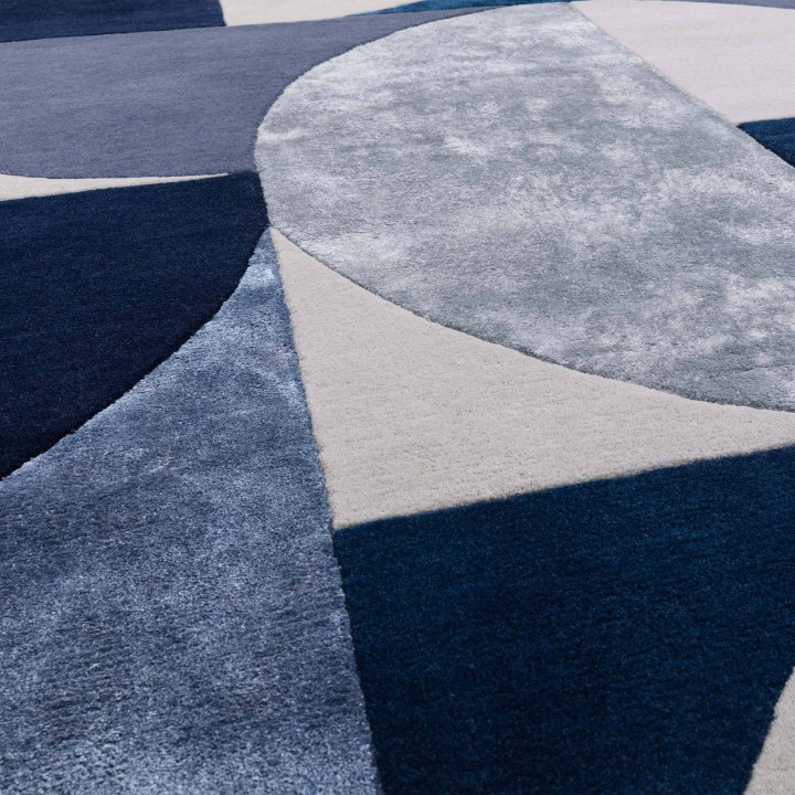 Rug Matrix geometric dark blue light blue grey o