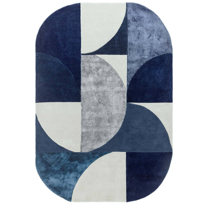 Tappeto Matrix geometrico blu scuro e blu chiaro