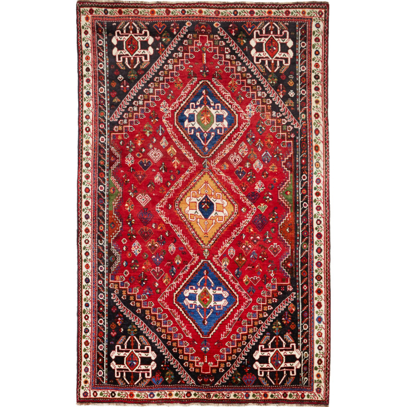 162x218 Cm Vintage Geometric Rug Caucasian Wool (warp: