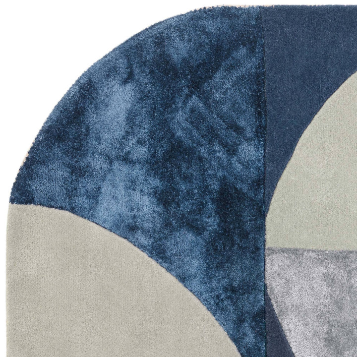 Rug Matrix geometric dark blue light blue grey w