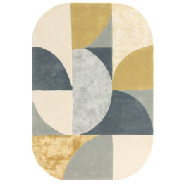 Tappeto Matrix geometrico giallo senape e grigio