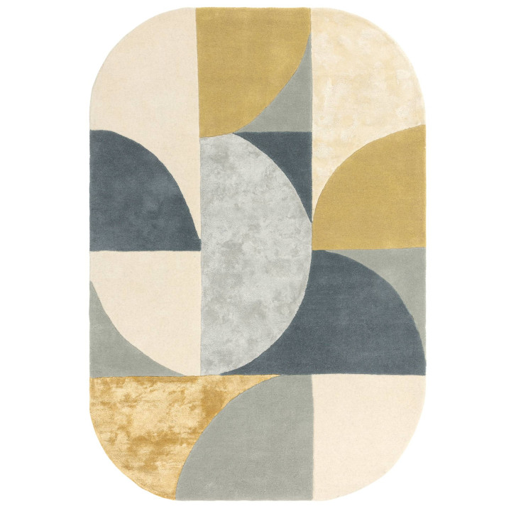 Rug Matrix geometric mustard yellow dark grey li