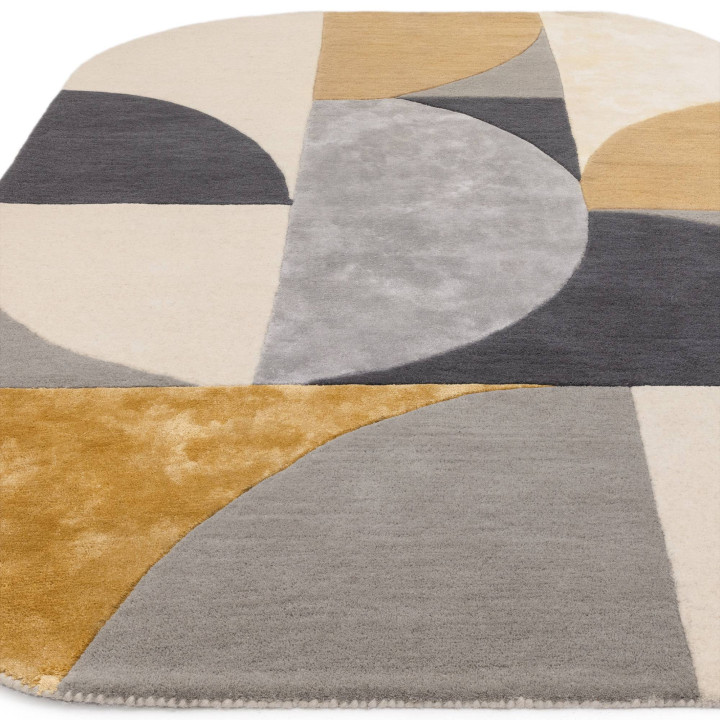 Rug Matrix geometric mustard yellow dark grey li