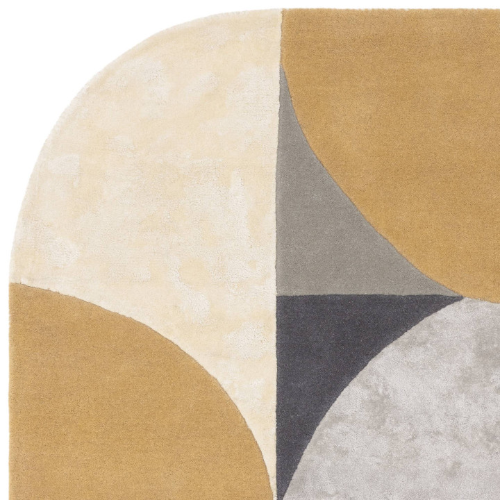 Tappeto Matrix geometrico giallo senape e grigio