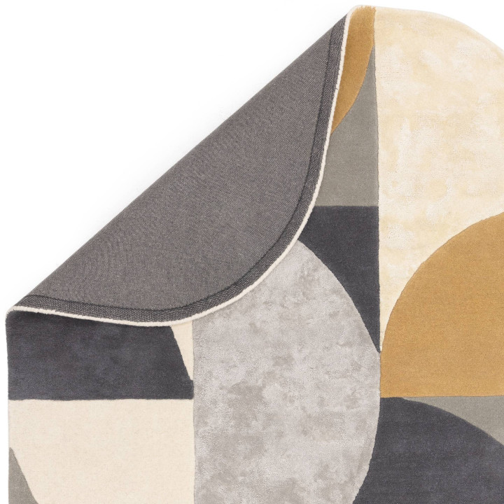 Tappeto Matrix geometrico giallo senape e grigio