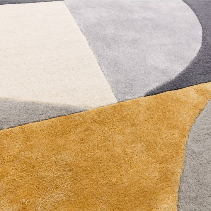 Rug Matrix geometric mustard yellow dark grey li