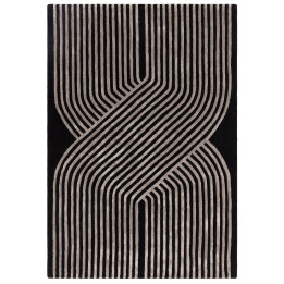 Rug Matrix geometric dark grey black silver 160x
