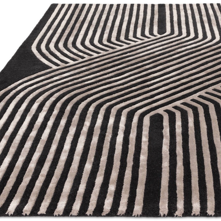 Tappeto Matrix geometrico grigio scuro e nero 16