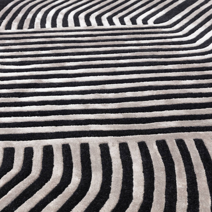 Tappeto Matrix geometrico grigio scuro e nero 16