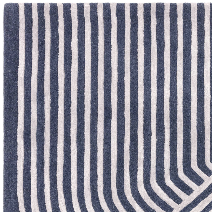 Tappeto Matrix geometrico blu scuro e bianco spo