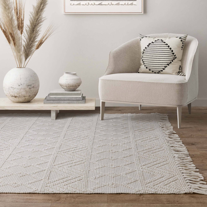 Tappeto Asra geometrico beige e avorio chiaro 12