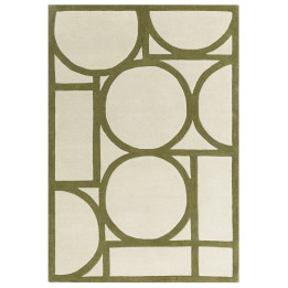 Tappeto Metro geometrico verde oliva e beige chi