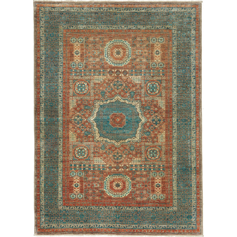 Rug Mamlouk Pakistan 128x178 Terracotta Teal