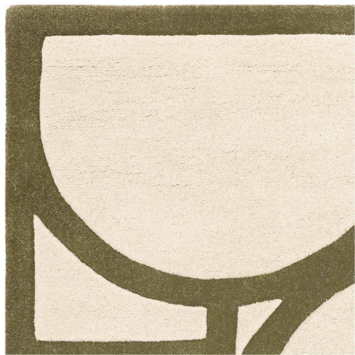 Tappeto Metro geometrico verde oliva e beige chi