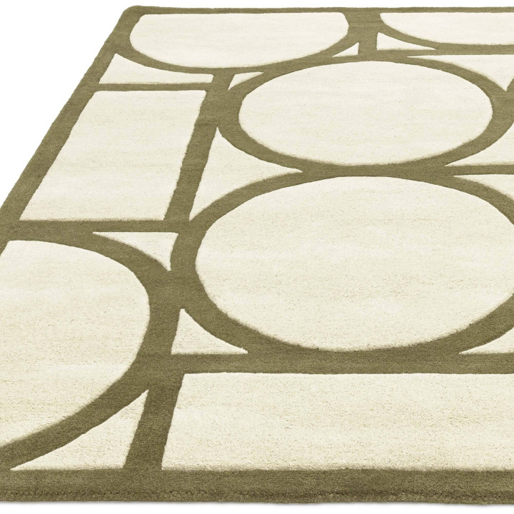 Rug Metro geometric olive green beige 160x230 cm