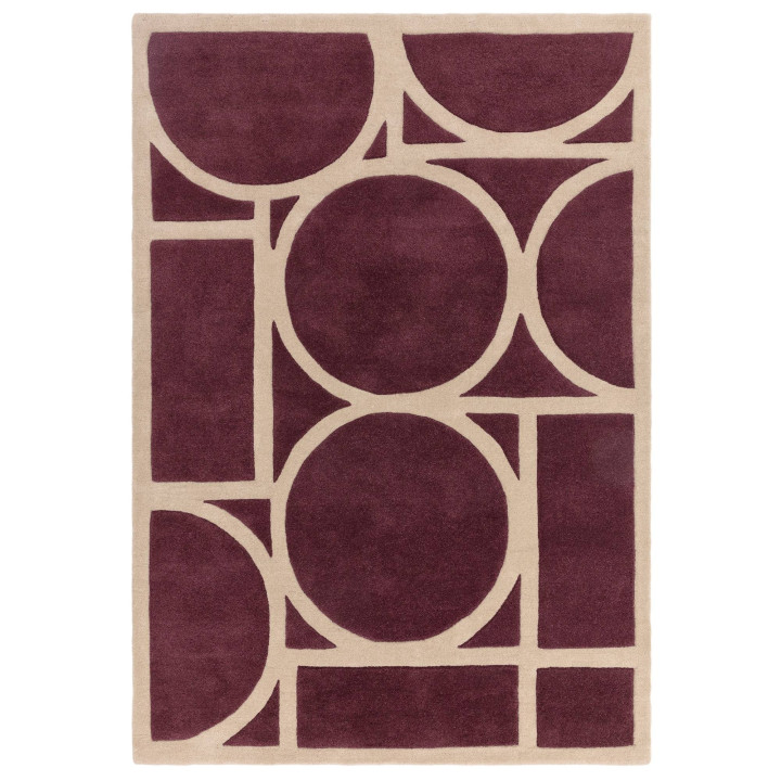Tappeto Metro geometrico viola scuro e beige 200