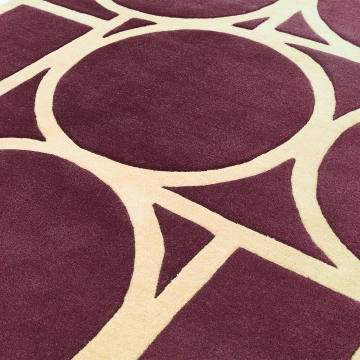 Tappeto Metro geometrico viola scuro e beige 200