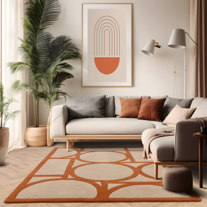 Tappeto Metro geometrico rame e beige 160x230 cm