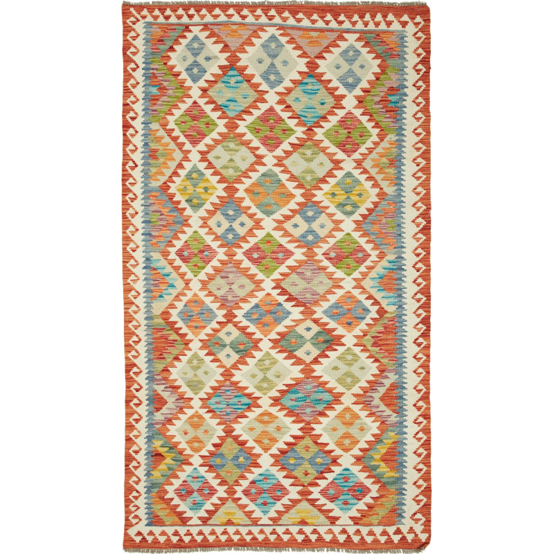 Kilim 110x202 Cm Kilim, Afghanistan, Hand-carded Wool (warp: