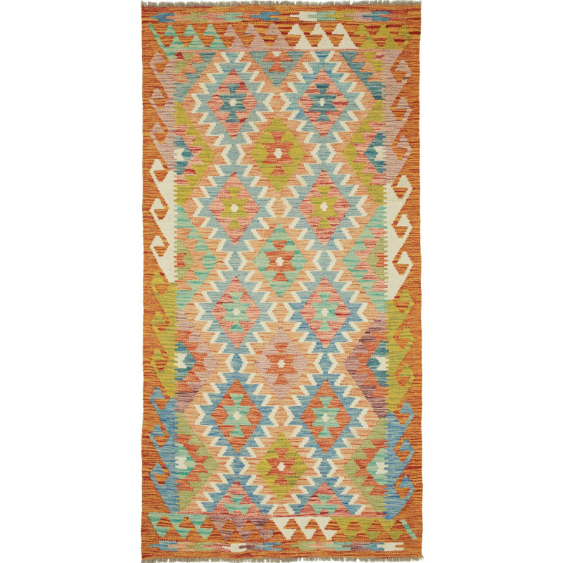 Kilim 102x201 Cm Kilim, Afghanistan, Hand-carded Wool (warp: