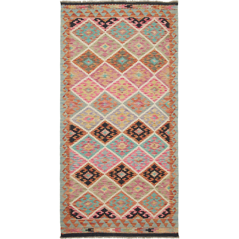 Kilim 103x202 Cm Kilim Afghanistan, Hand-carded Wool (warp: