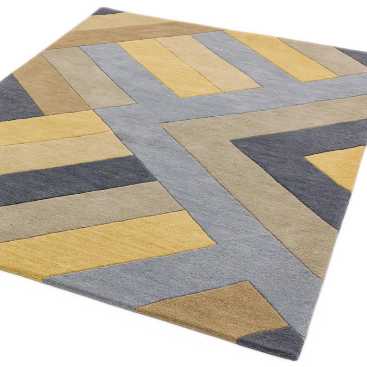 Rug Reef geometric light grey dark grey mustard
