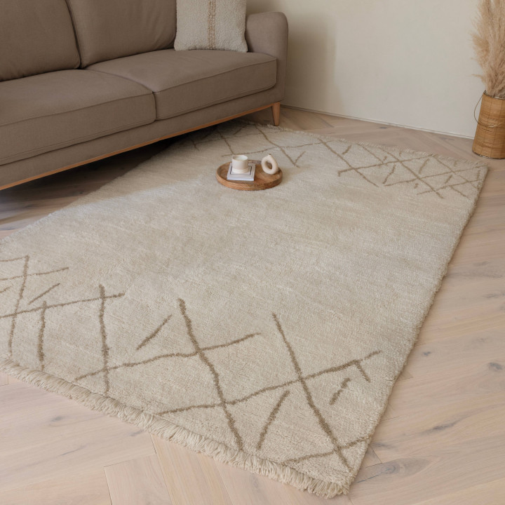 Rug Azera Berber geometric cream and light beige