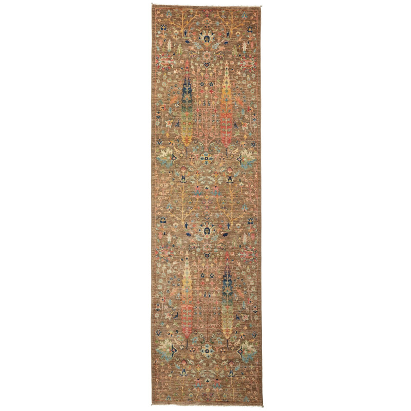 Rug Shahi Fine Pakistan 79x295 Brown Peacock Bl