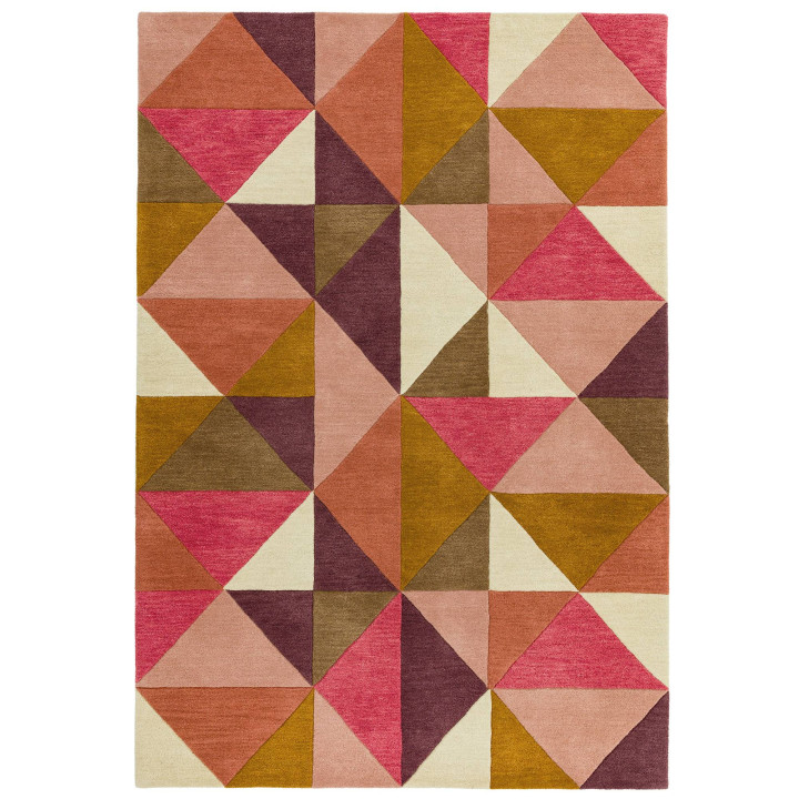 Rug Reef geometric red brown mustard beige pink