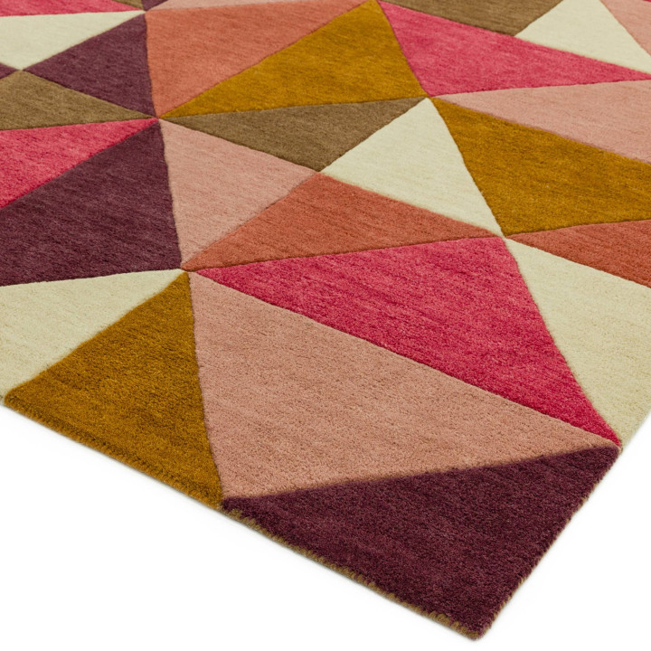 Rug Reef geometric red brown mustard beige pink