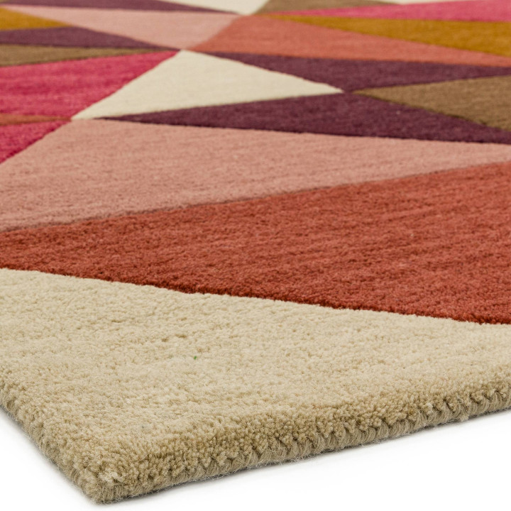 Rug Reef geometric red brown mustard beige pink