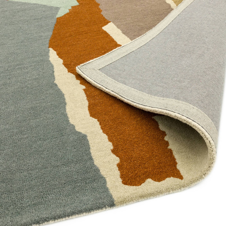 Rug Reef abstract beige blue grey ochre rust gre