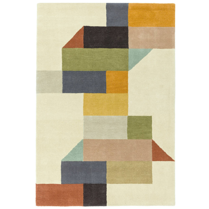 Tappeto Reef geometrico beige e grigio scuro 120