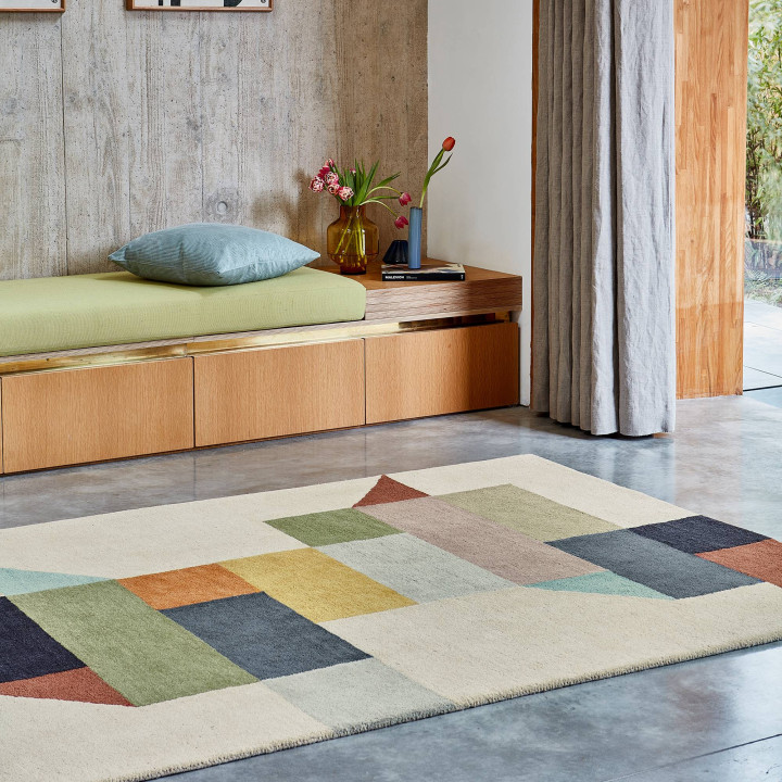 Tappeto Reef geometrico beige e grigio scuro 120