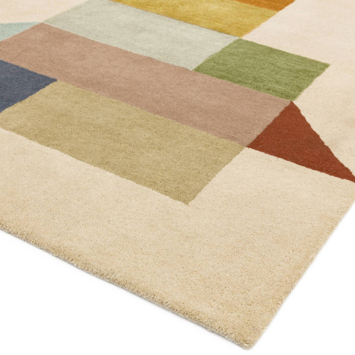 Rug Reef geometric beige dark grey ochre brick r