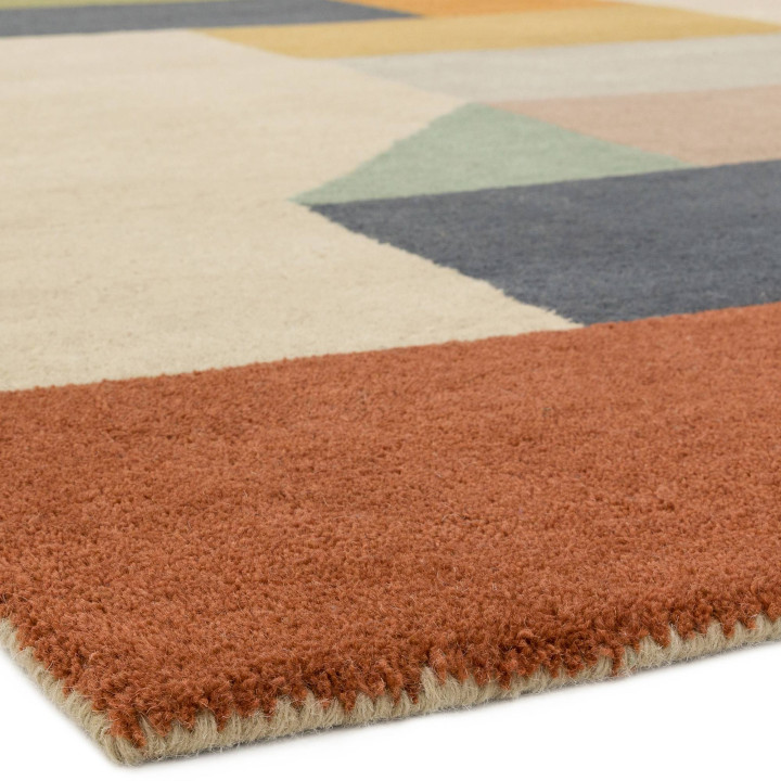Rug Reef geometric beige dark grey ochre brick r