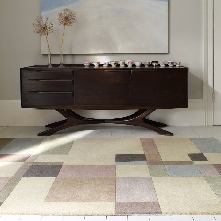 Tappeto Reef geometrico beige e blu corsia 66x20