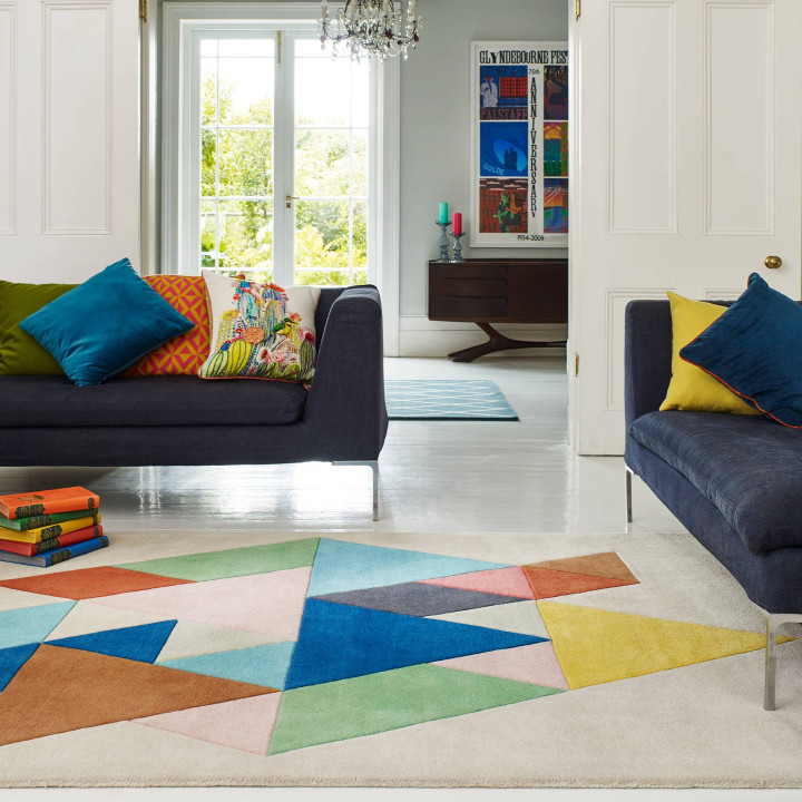 Rug Reef geometric beige yellow blue green brown