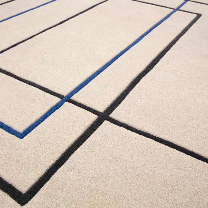 Tappeto Reef geometrico beige e blu 120x170 cm