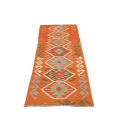 Hand Made Rug Kilim Afghanistan 62x195 Orange M