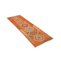 Hand Made Rug Kilim Afghanistan 62x195 Orange M