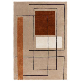 Tappeto Reef geometrico marrone e arancione 120x