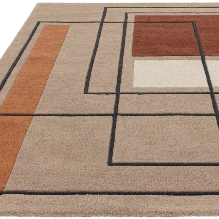 Tappeto Reef geometrico tortora e arancione 200x