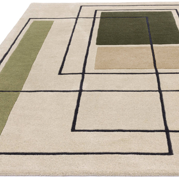 Tappeto Reef geometrico verde e beige 120x170 cm