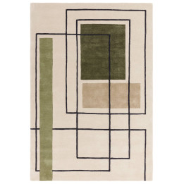 Rug Reef geometric green beige dark grey 200x290