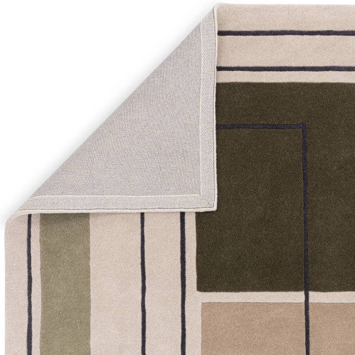 Rug Reef geometric green beige dark grey 200x290